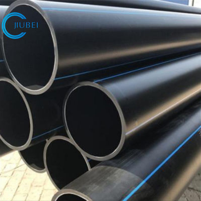 Zwart met blauwe strepen PN10 ISO4427 HDPE-pijp voor watervoorziening