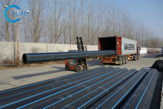 Zwart met blauwe strepen Dredging HDPE-pijp voor aangepaste dikte en stalen flensverbinding