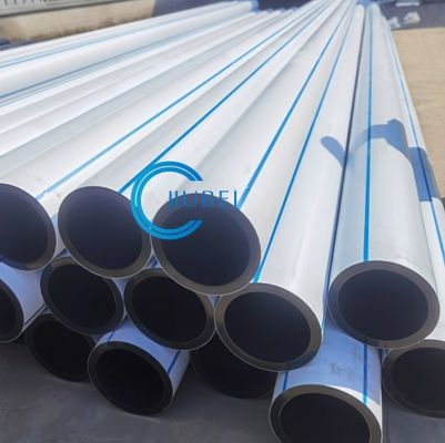 Witte met blauwe strepenHDPE baggerbuis PE100